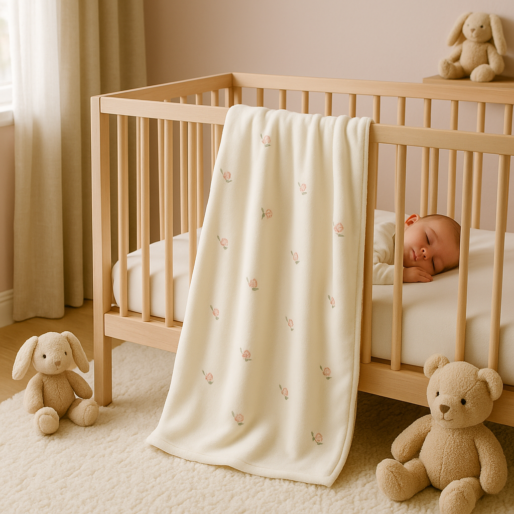 Polaire couverture bebe avec fleur