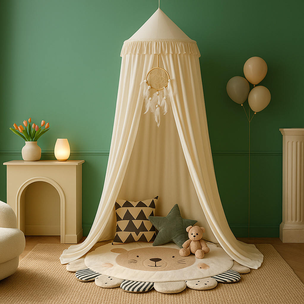 ciel de lit Ă franges beige