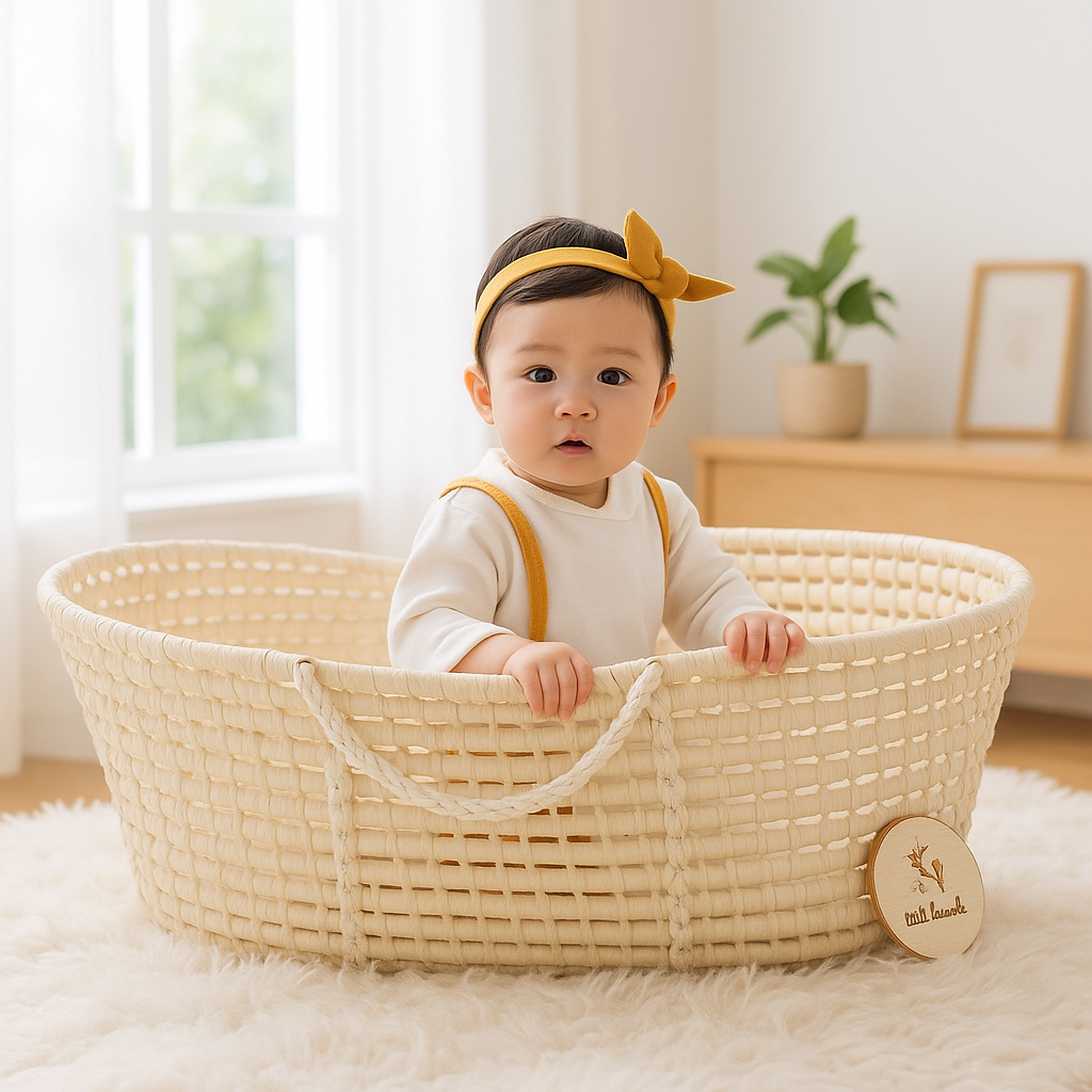 joli couffin bébé naturel