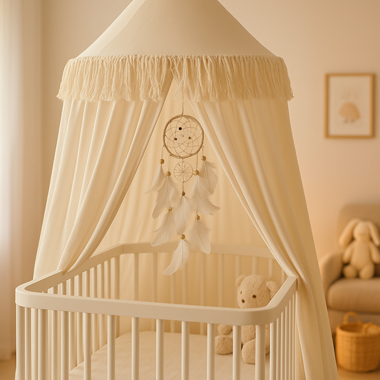 ciel de lit bébé écru
