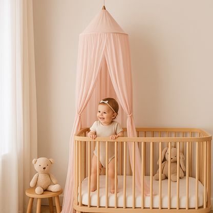ciel de lit rose pour berceau bébé