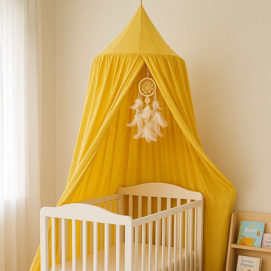ciel de lit bébé jaune